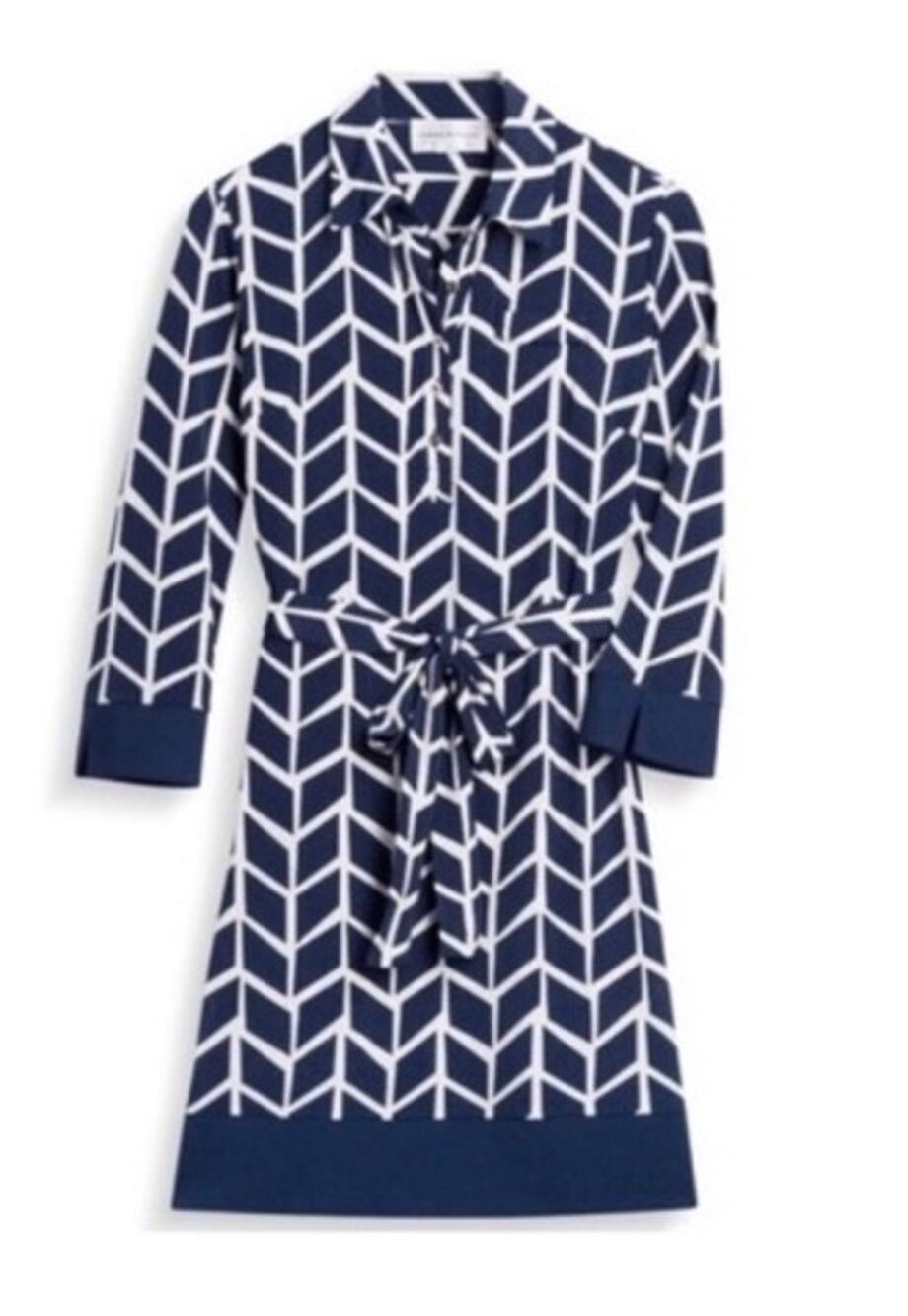 Donna Morgan Marlow Navy White Summer Costal Jersey Shirt Dress Women's Size 8